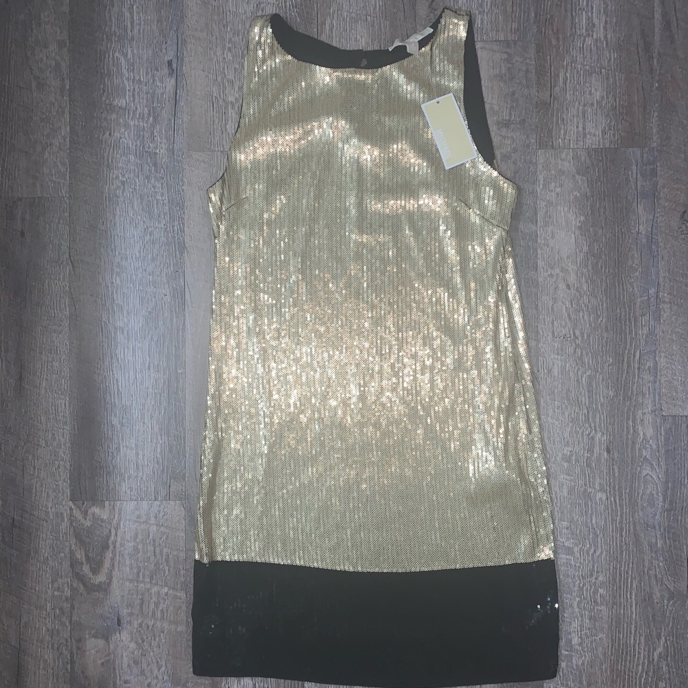 MICHAEL KORS gold black sequin cocktail dress - Picture 2 of 5